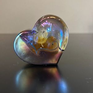Robert Held RHAG Art Glass Gold Iridescent Swirl Heart.